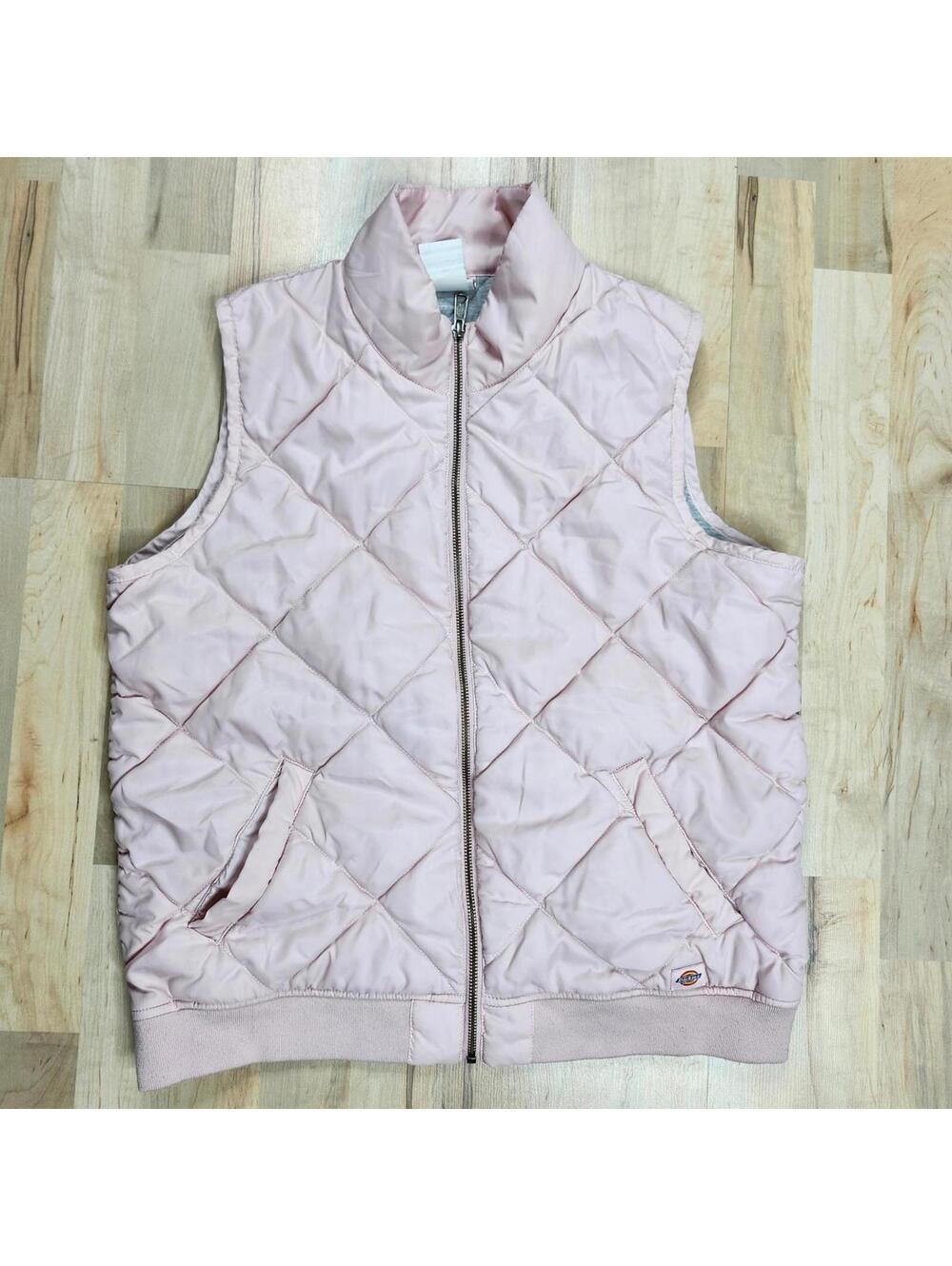 Dickies Quilted Vest Puffer Sleeveless Jacket Full Zip Pink Women's L